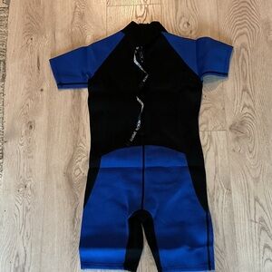 REALON XXL Kids Short Sleeve Blue & Black Swim Wetsuit NIP